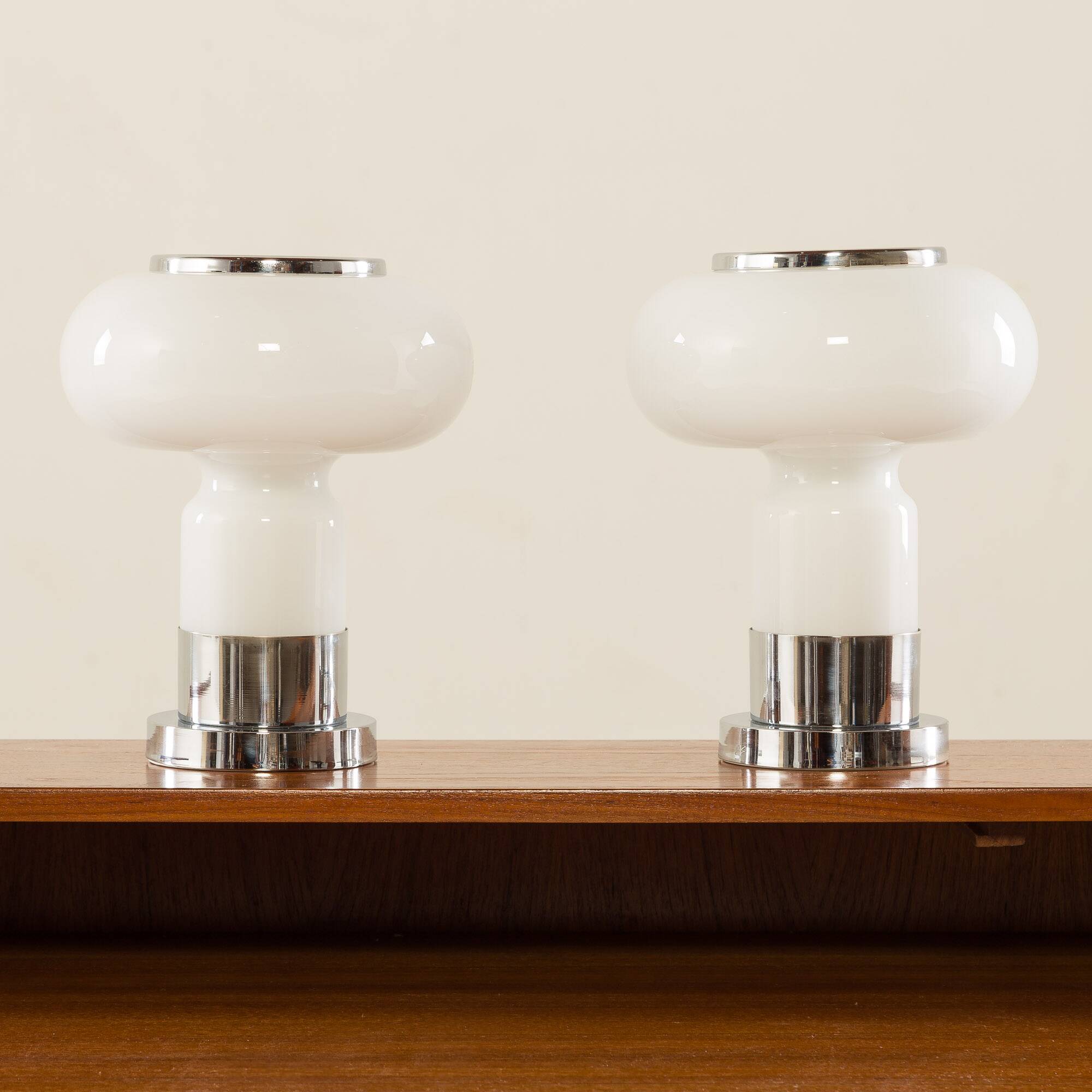 Murano glass Space Age table lamps, set of 2, Italy 1970s