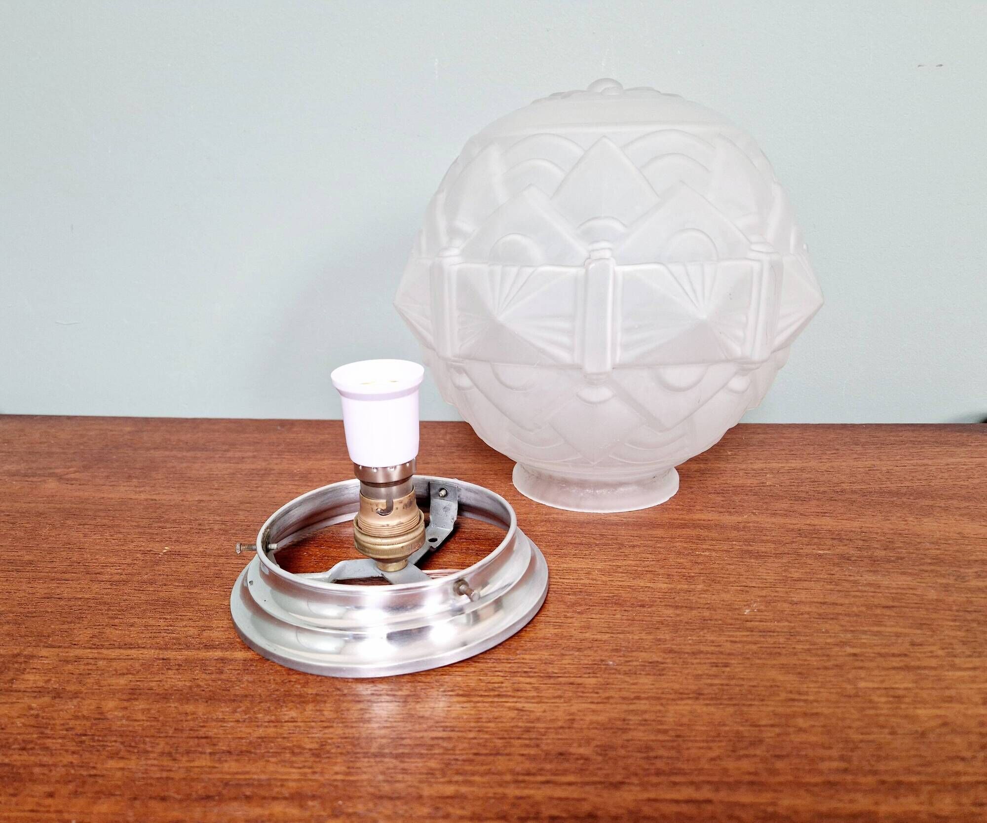 Art Deco satin glass ceiling light, 1920s-30s