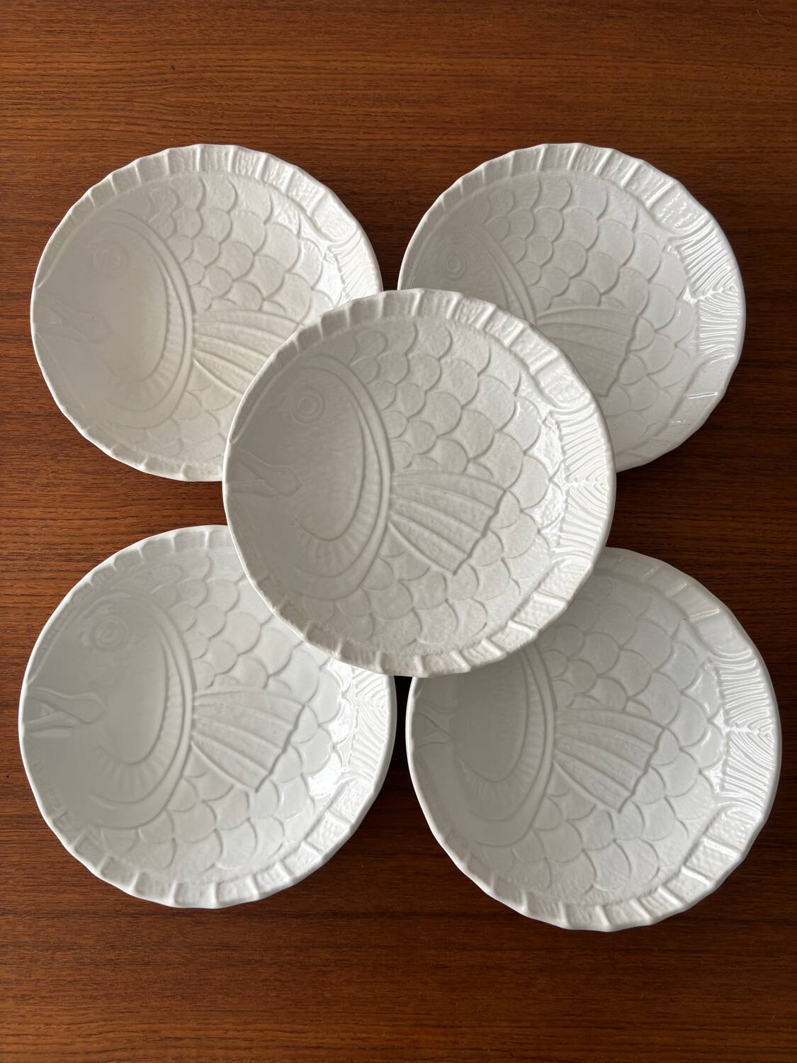 Set of 5 deep fish plates Salins-les-Bains – white earthenware