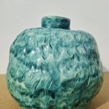 Turquoise round vase 1970 signed