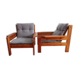 Pair of pine chairs 1980