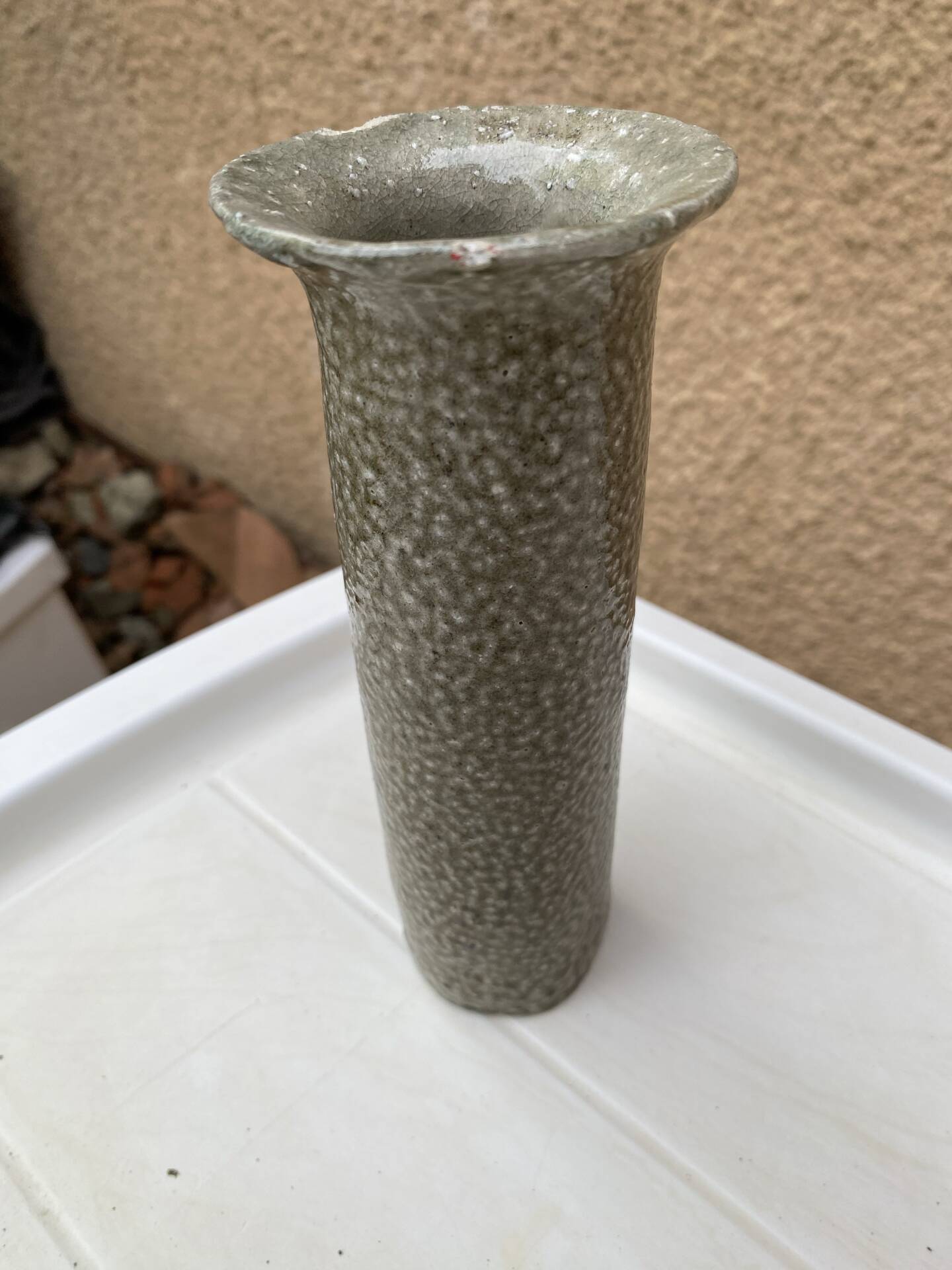 Small cylindrical stoneware vase – Jean-Claude Monange (1970s)