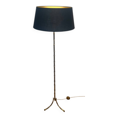 Lampadaire de parquet en bronze façon faux-bambou de la maison Baguès