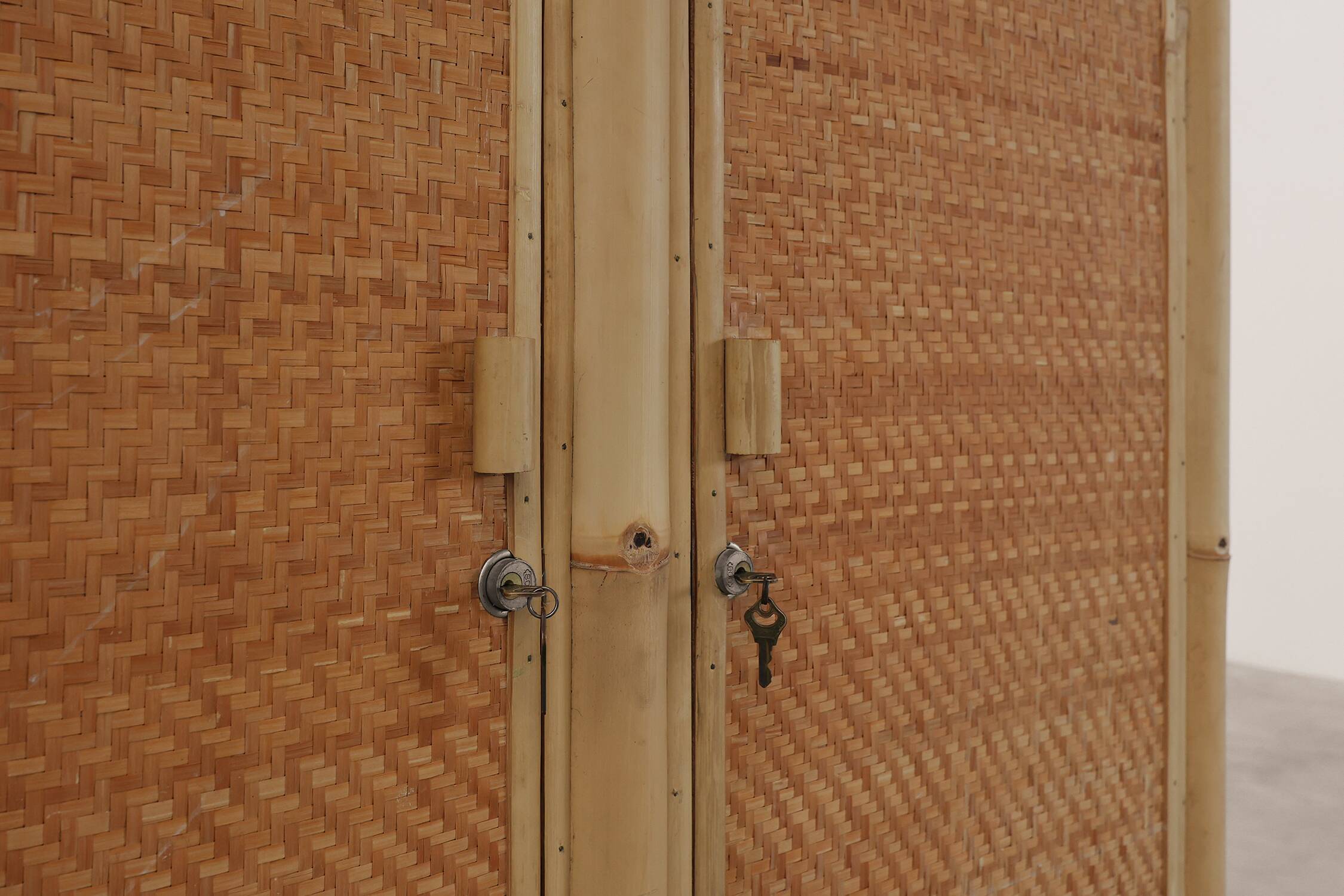 Mid-century bamboo and rattan wardrobe, Italy ca. 1960