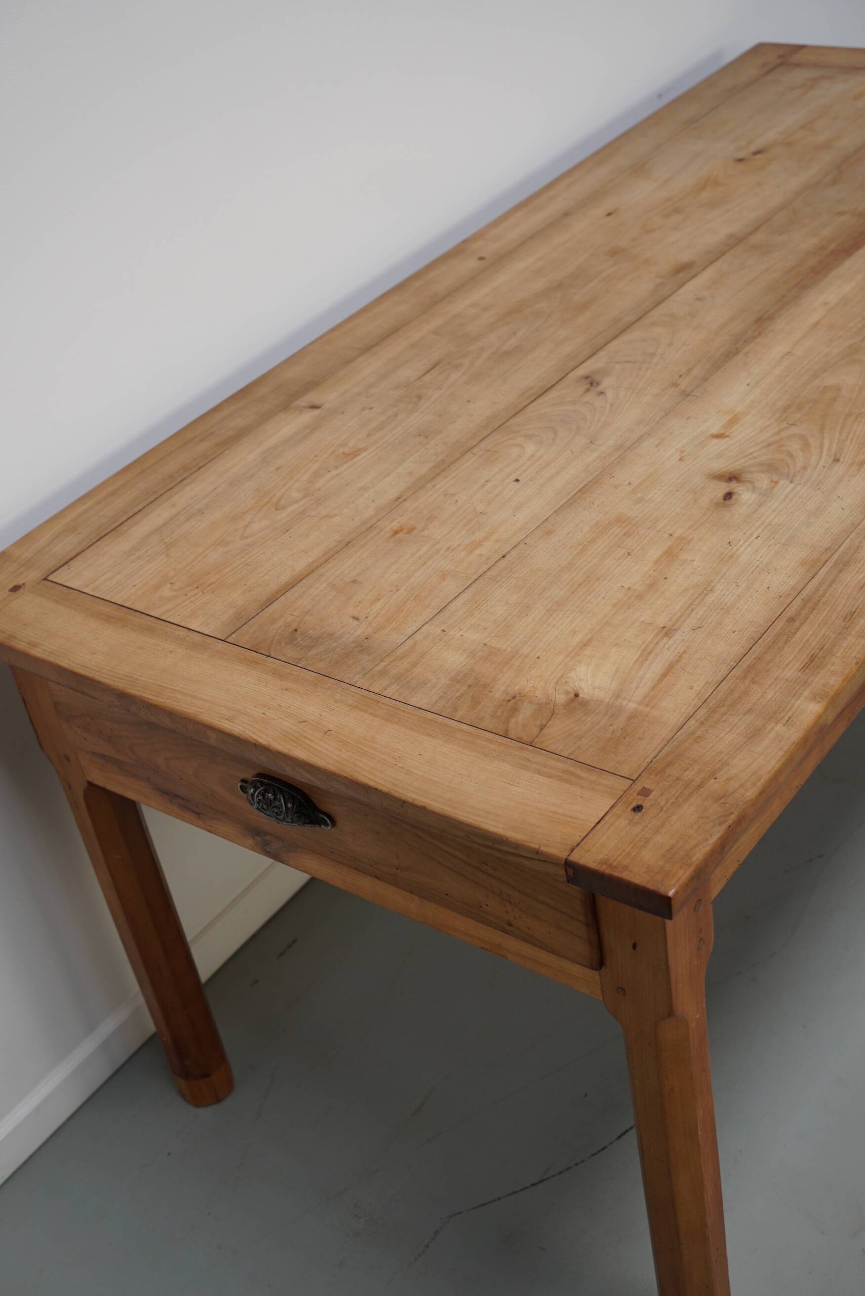 Antique Cherry French Farmhouse Dining Table, 19th Century