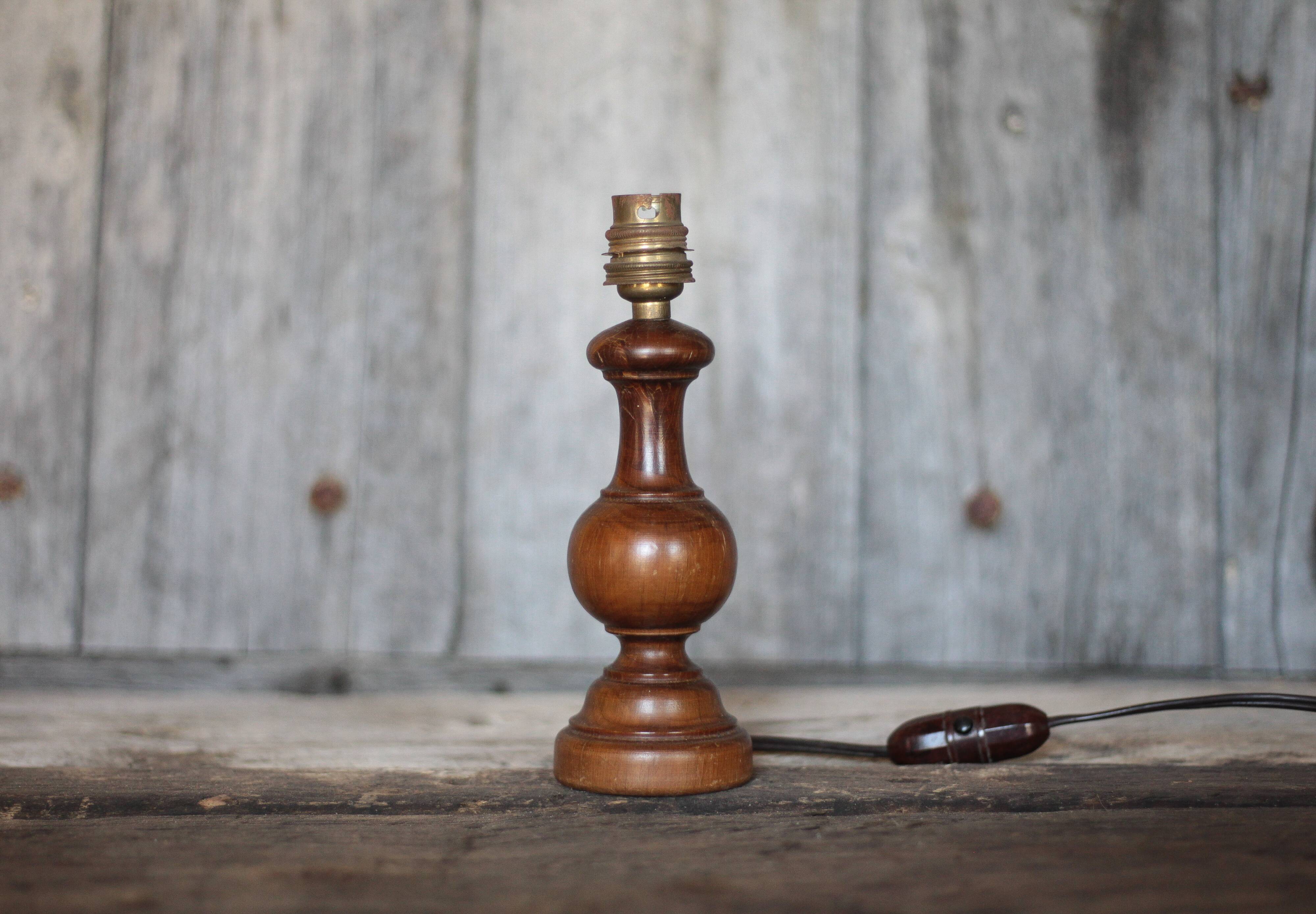 wood lamp, vintage wooden lamp base, table lamp, living room lamp