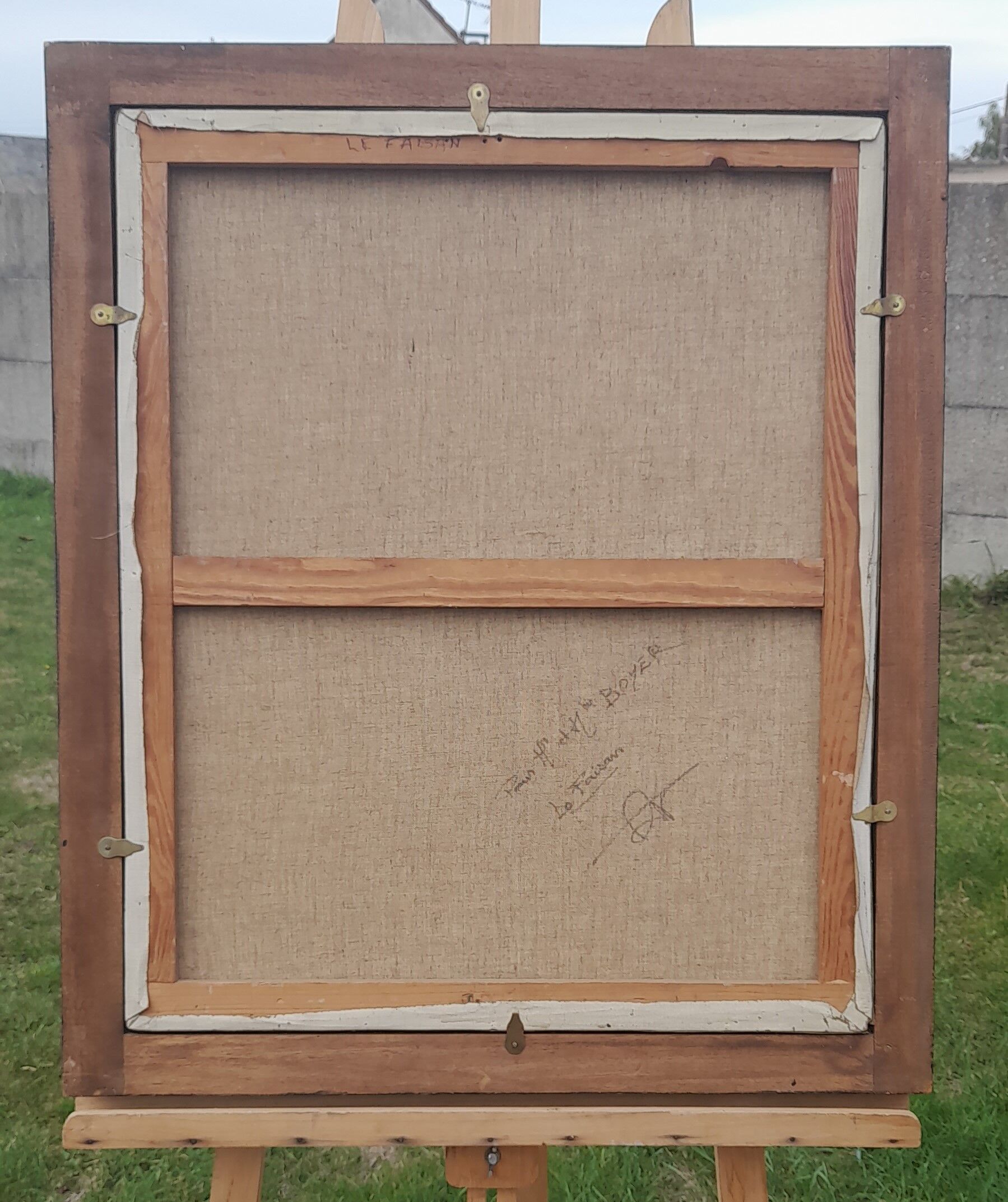 Oil on canvas framed The pheasant R. Tanguy 73 X 60 cm