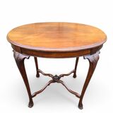 Antique oak side table with lion legs