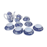 Blue and white Japanese porcelain coffee and tea service pattern cherry blossom and Japanese woman