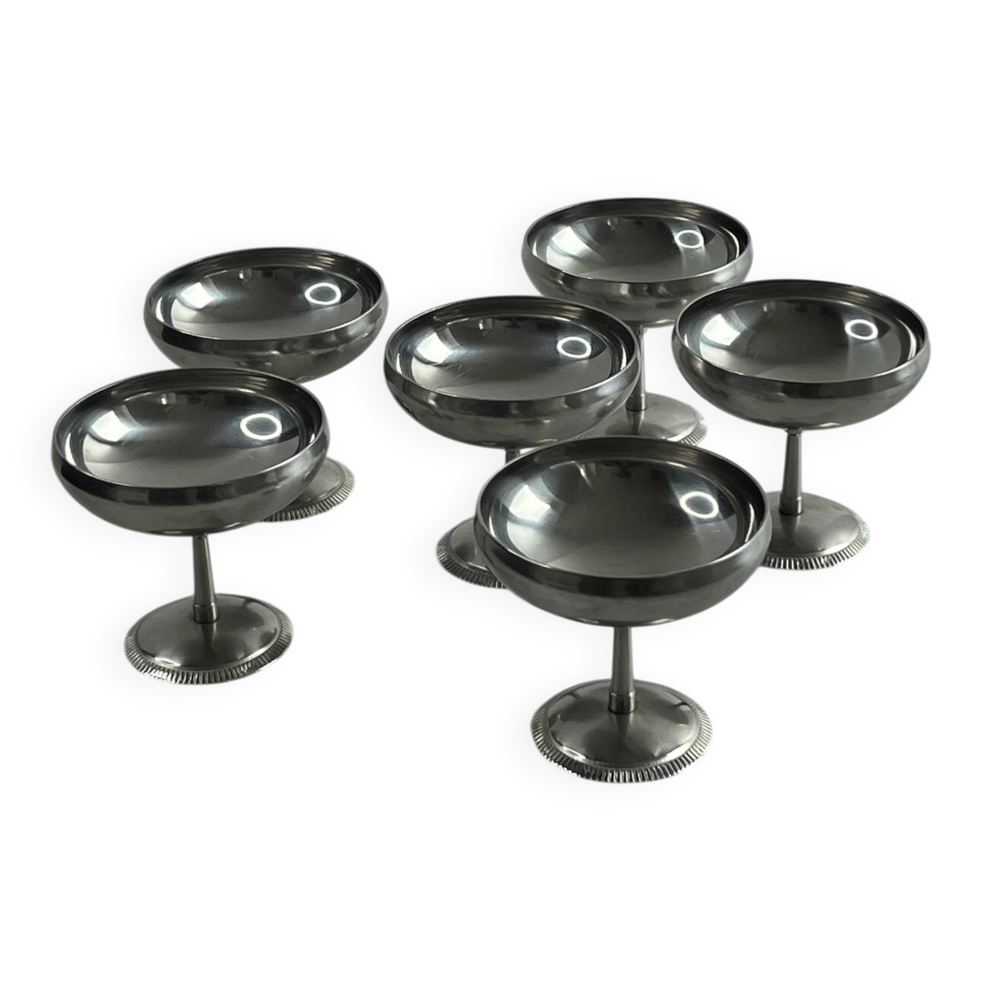 Lot de 6 coupes à champagne en inox Letang Rémy