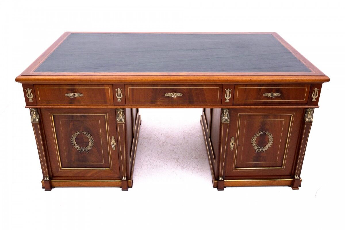 Large double-sided Empire-style desk, France, circa 1870. After renovation.