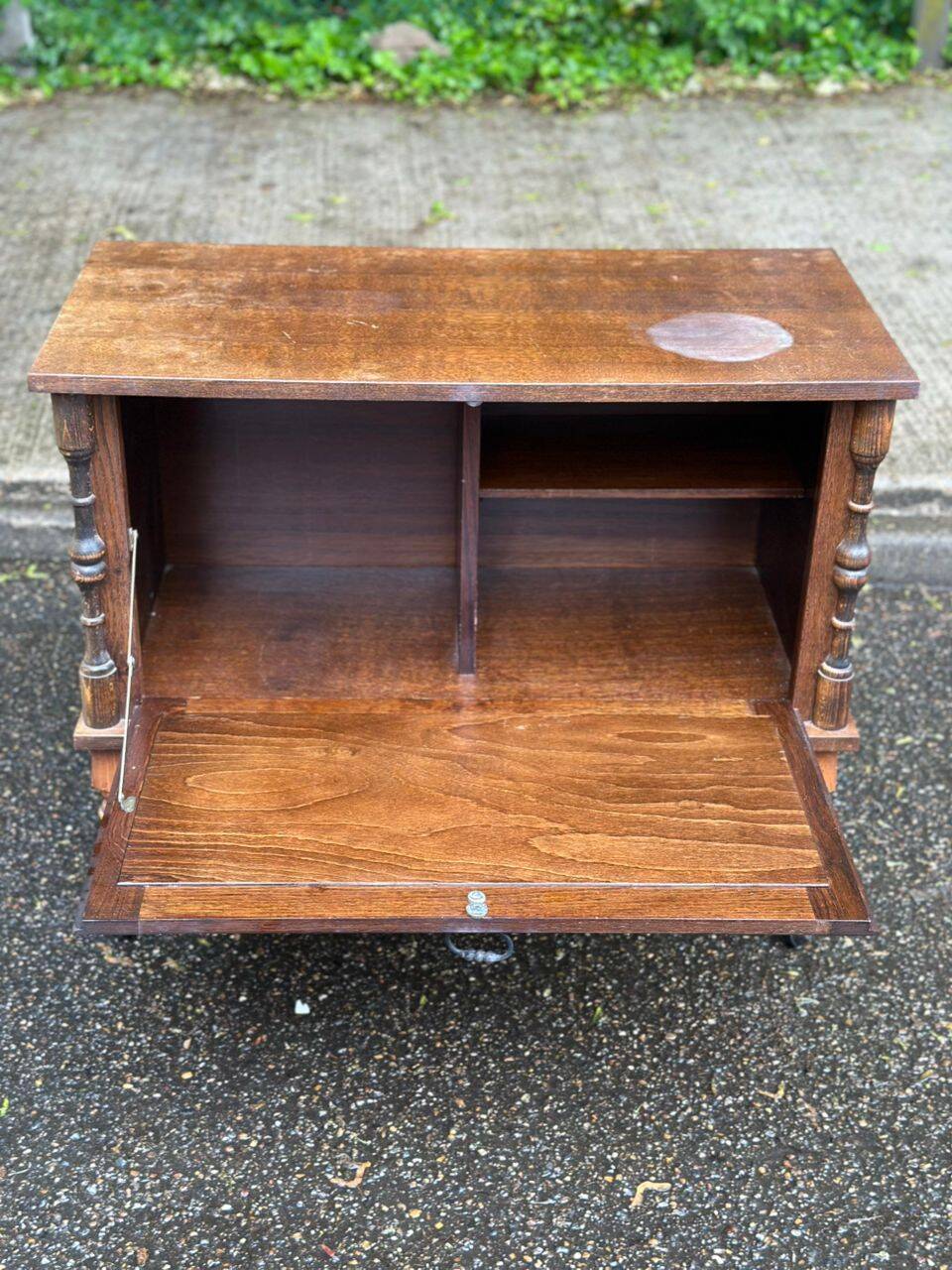 Solid wood bar cabinet in Spanish Basque style from the 1930s.