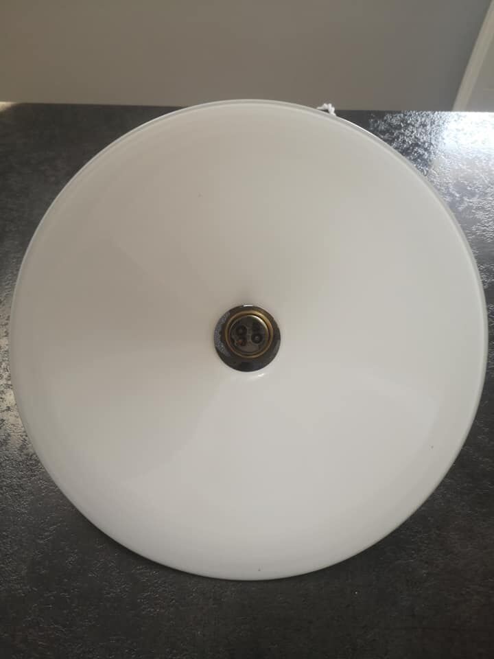 Suspension lampshade old opaline white smooth spirit walkman Art Deco 1930 TBE ø 25 cm