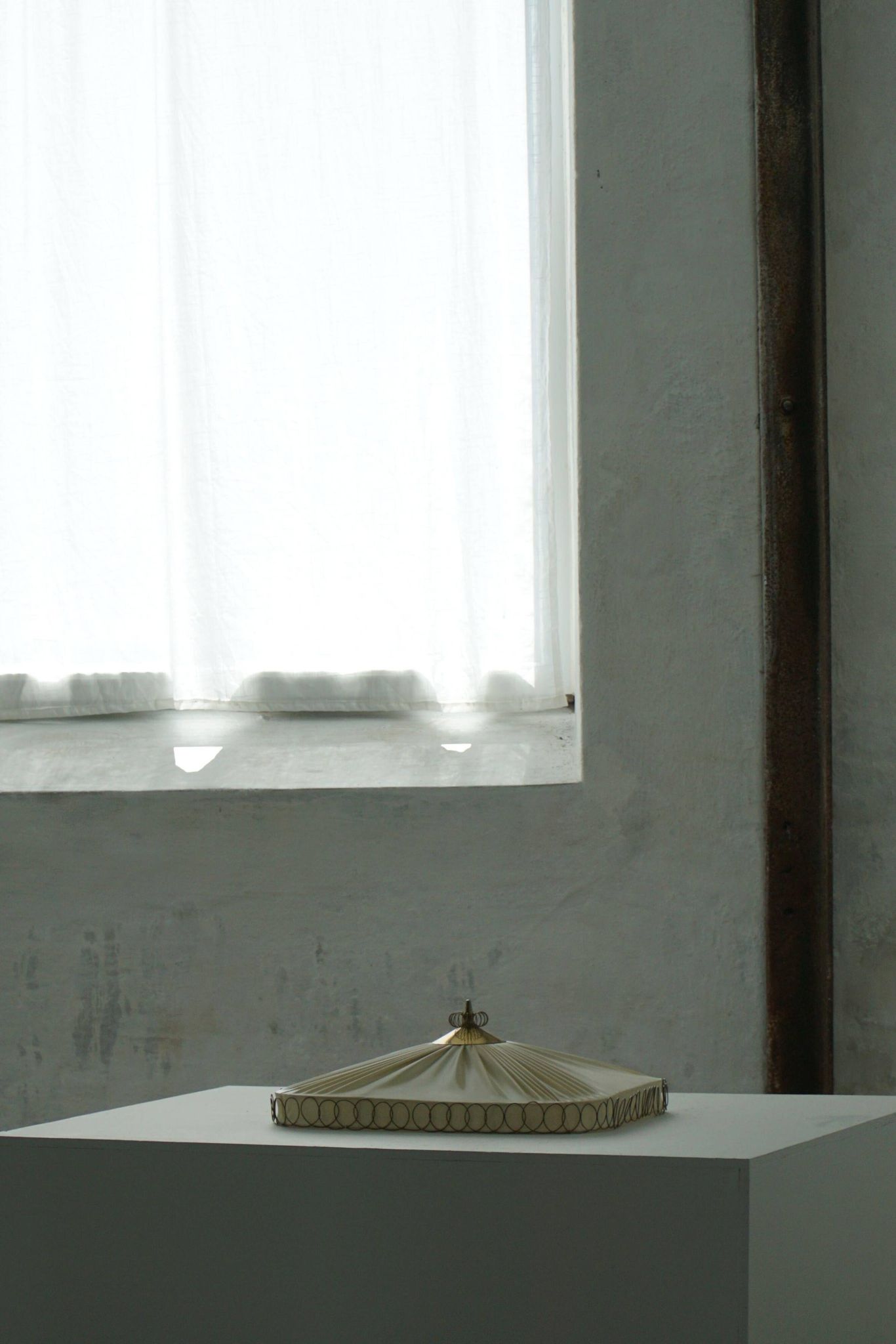 Swedish mid-century ceiling lamp with brass details, 1950s.