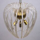 Venini Mid-Century Modern Italian Murano Glass and Brass Chandelier, 1950s