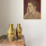 Duo de vases laiton repoussé