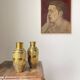 Duo of embossed brass vases