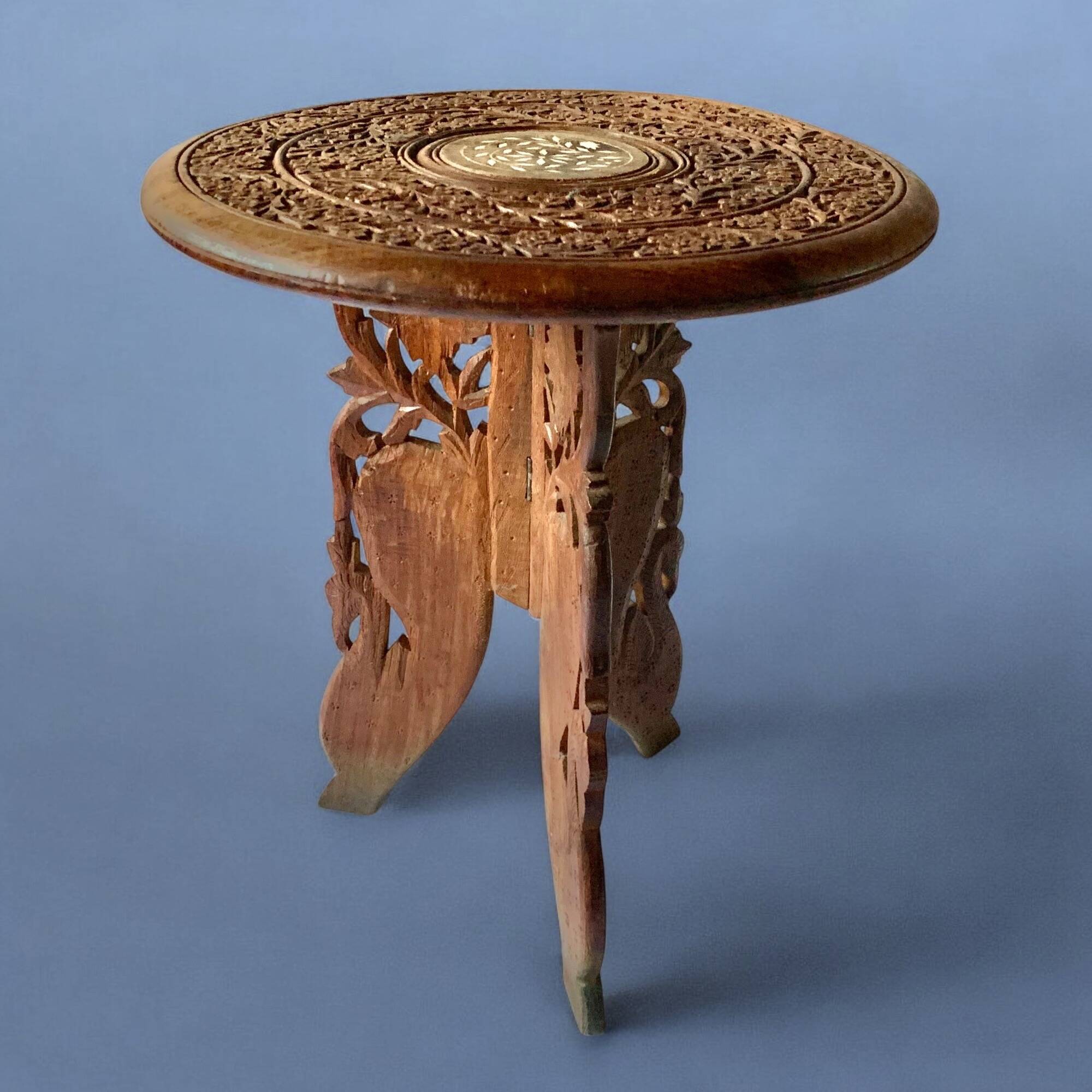Vintage carved wooden side table