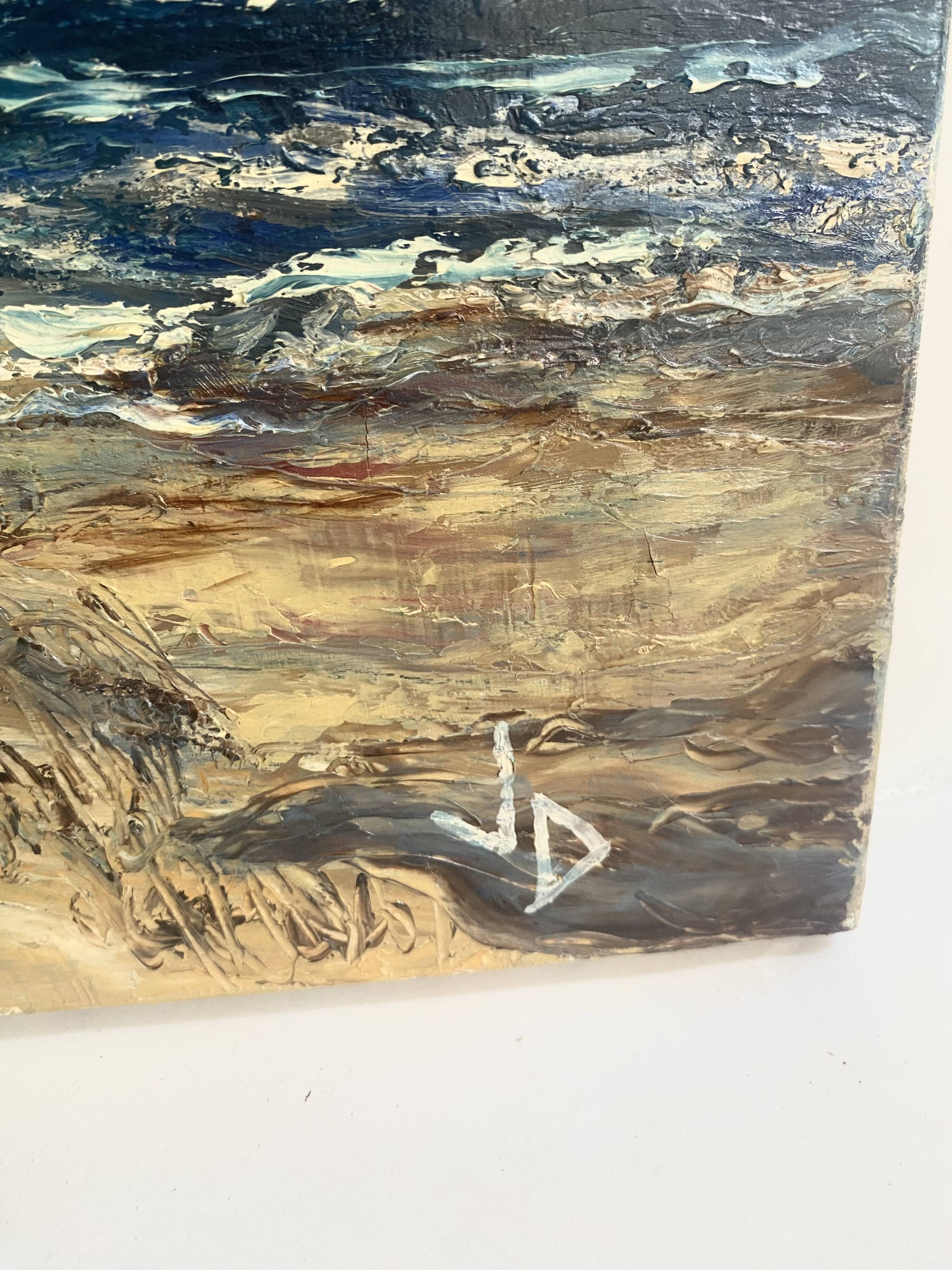 Tableau Huile sur toile plage de Sète  années 80