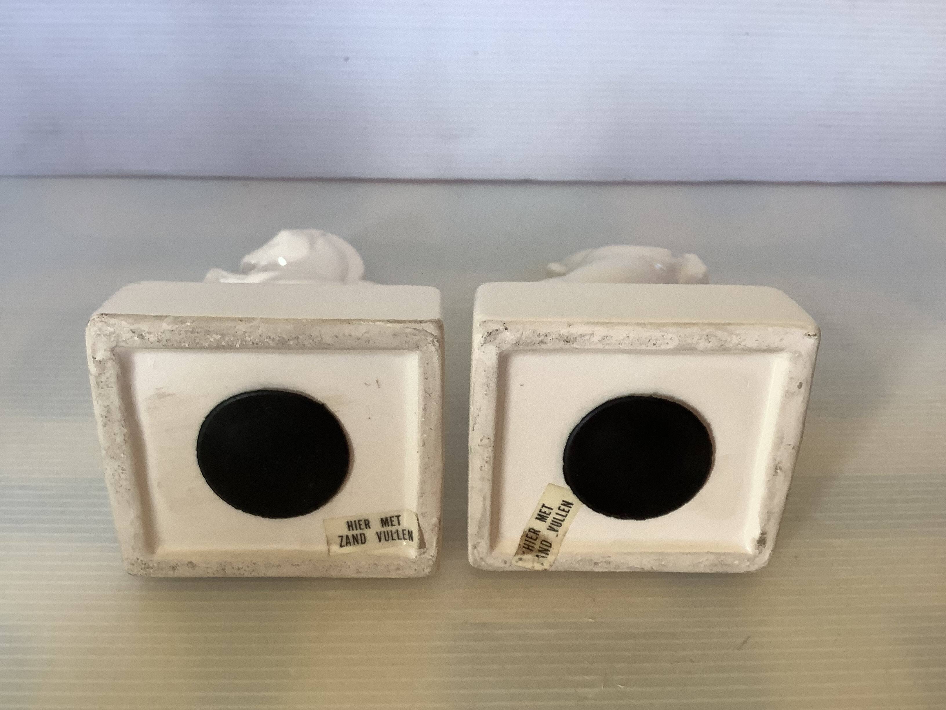 Pair of white horse bookends