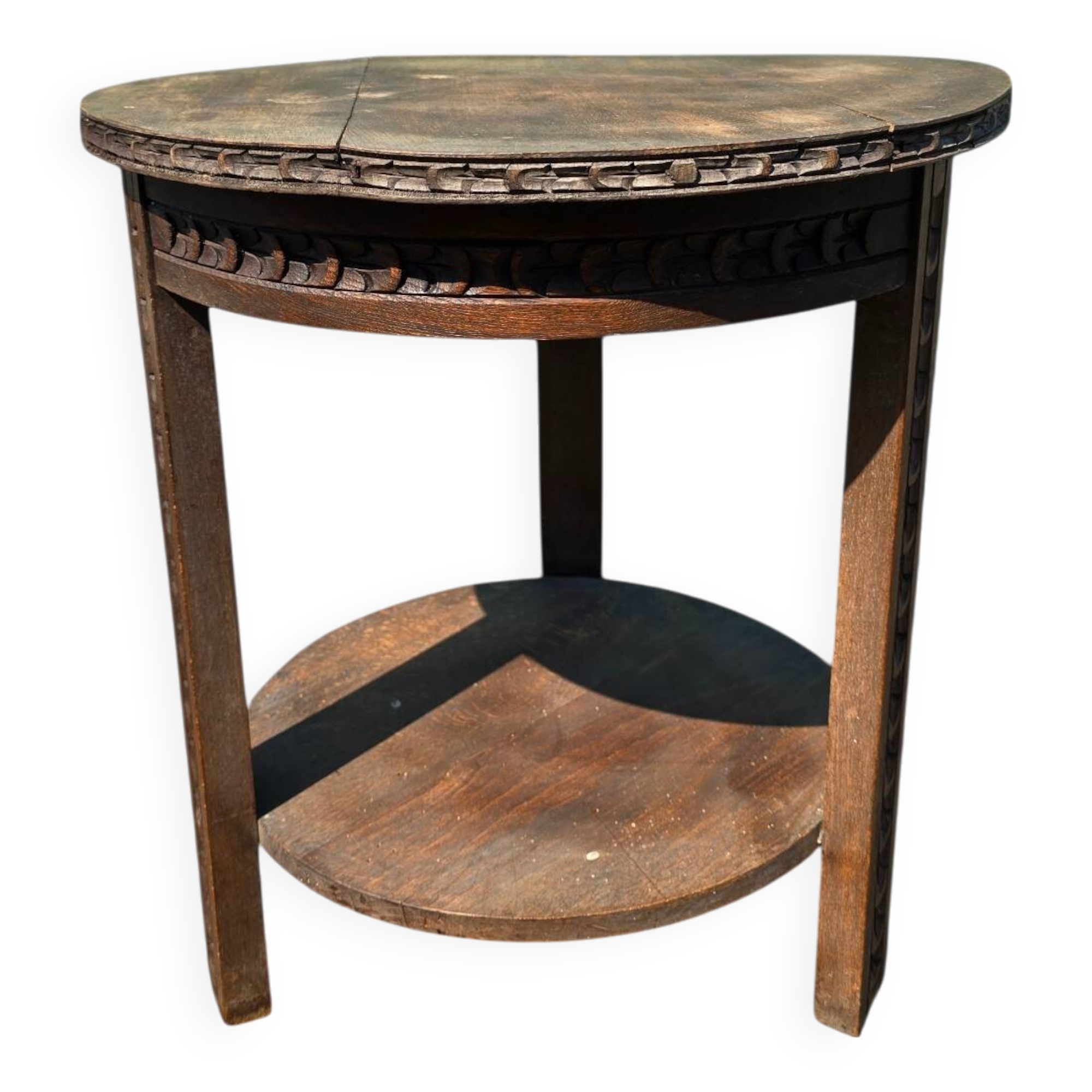 Antique side table with carved details
