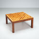 Square Italian coffee table with burl wood and inlaid parquetry top