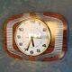 Vintage formica clock silent wall clock "Featured wood stripes"
