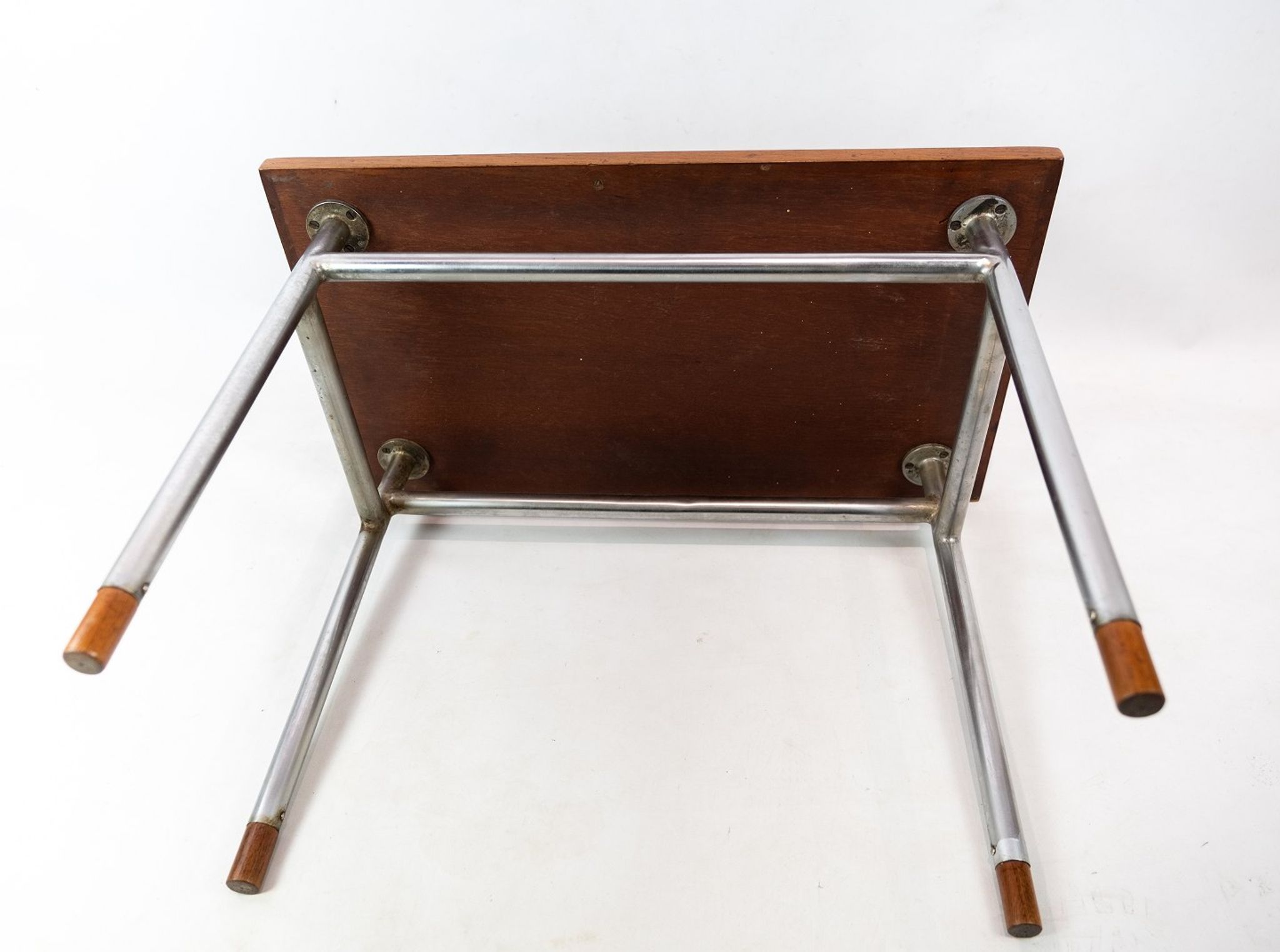 Coffee table in teak and legs in metal, designed by Hans J. Wegner, 1960s
