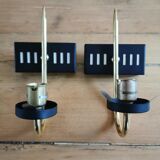 Paire d'appliques laiton et verre 1960