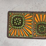 Vintage newspaper rack, magazine rack, table with 3 tiles