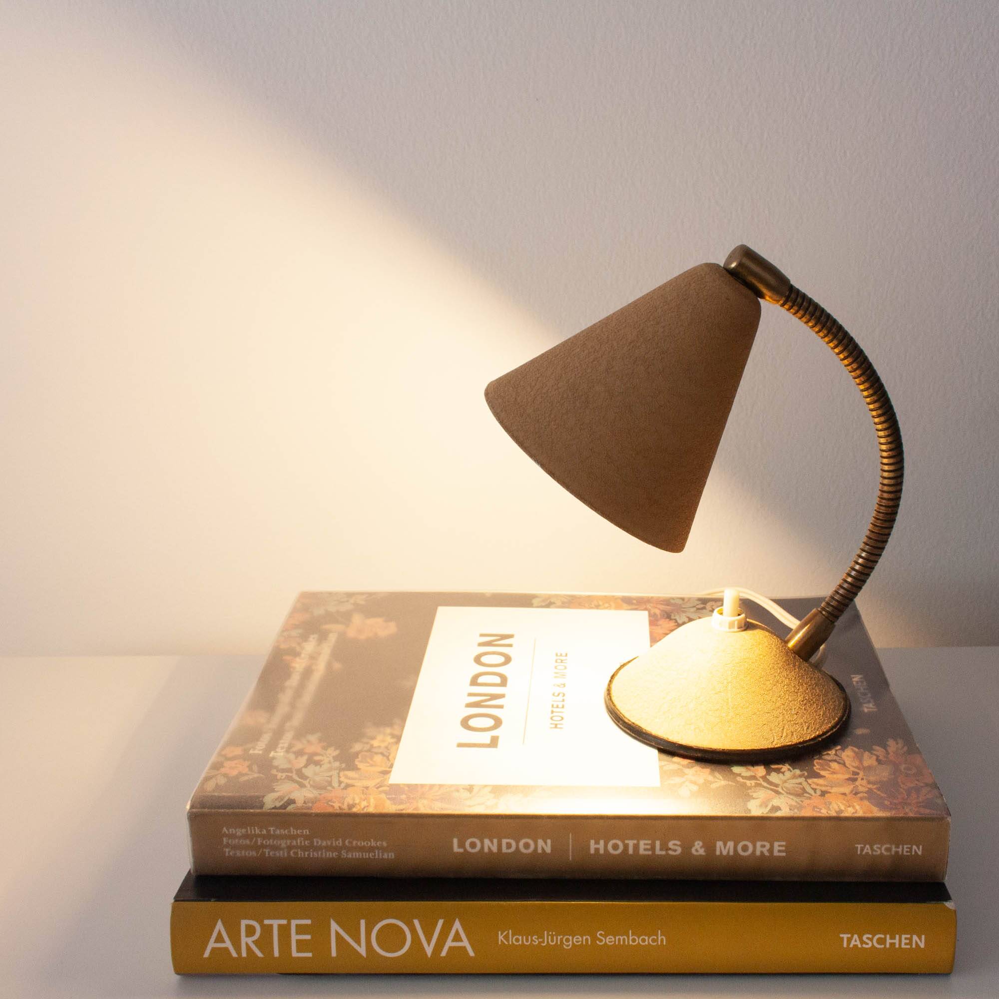 Vintage beige table lamp with gooseneck, Germany 1950s