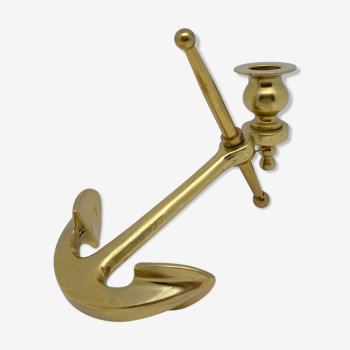 Vintage brass marine anchor candlestick