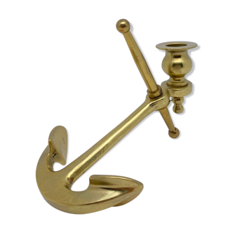 Bougeoir ancre marine laiton vintage