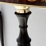 Beech and Black Walnut Console Table with a Demilune Marble Top