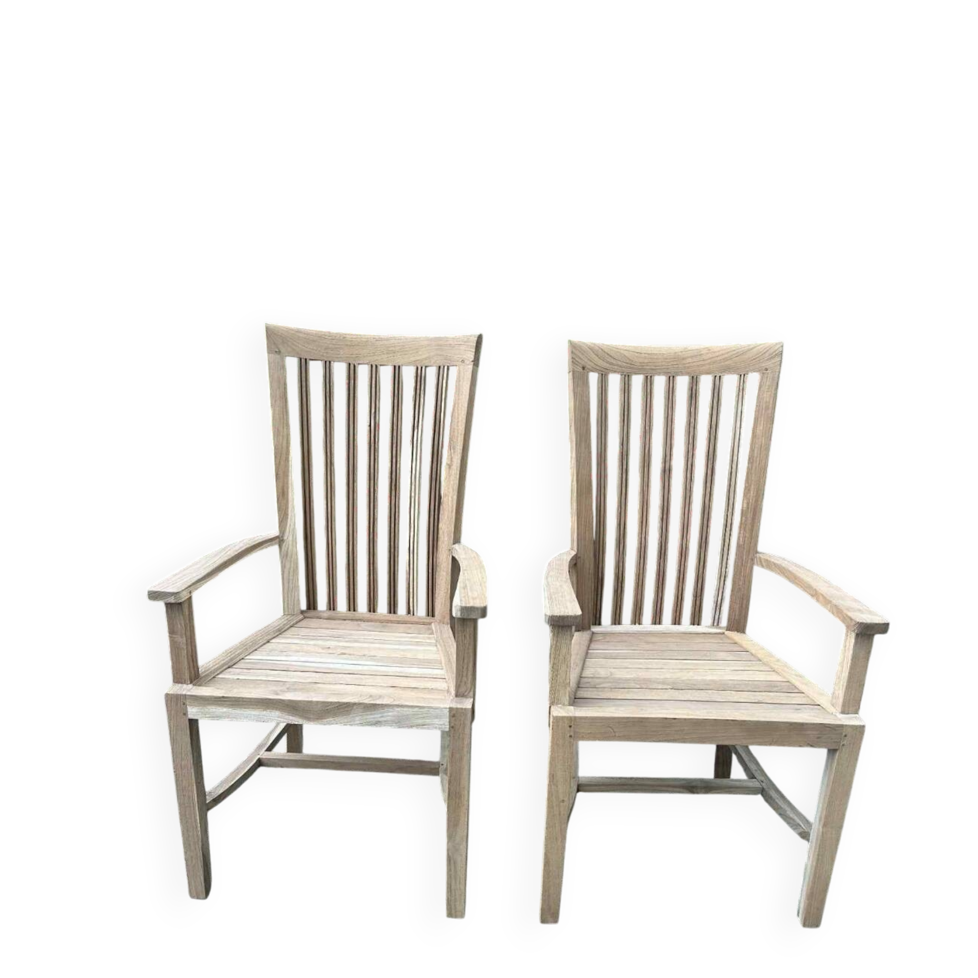 Set of 2 unfinished wooden armchairs (teak)