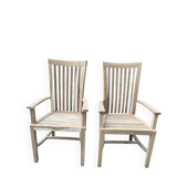 Set of 2 unfinished wooden armchairs (teak)