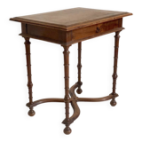 Small desk table in Louis XIII style, solid walnut.