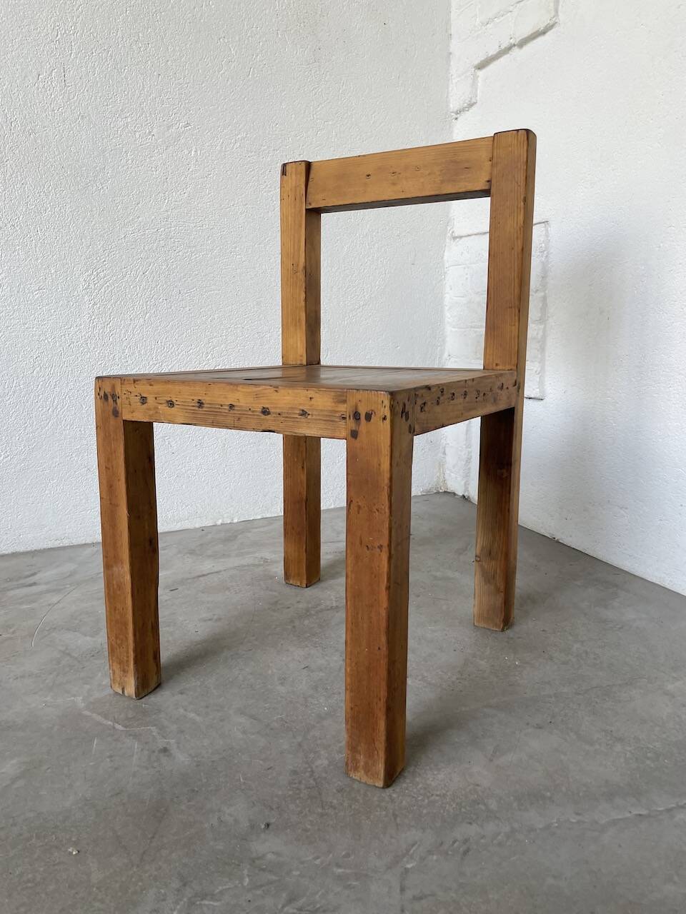 Brutalist pine chair
