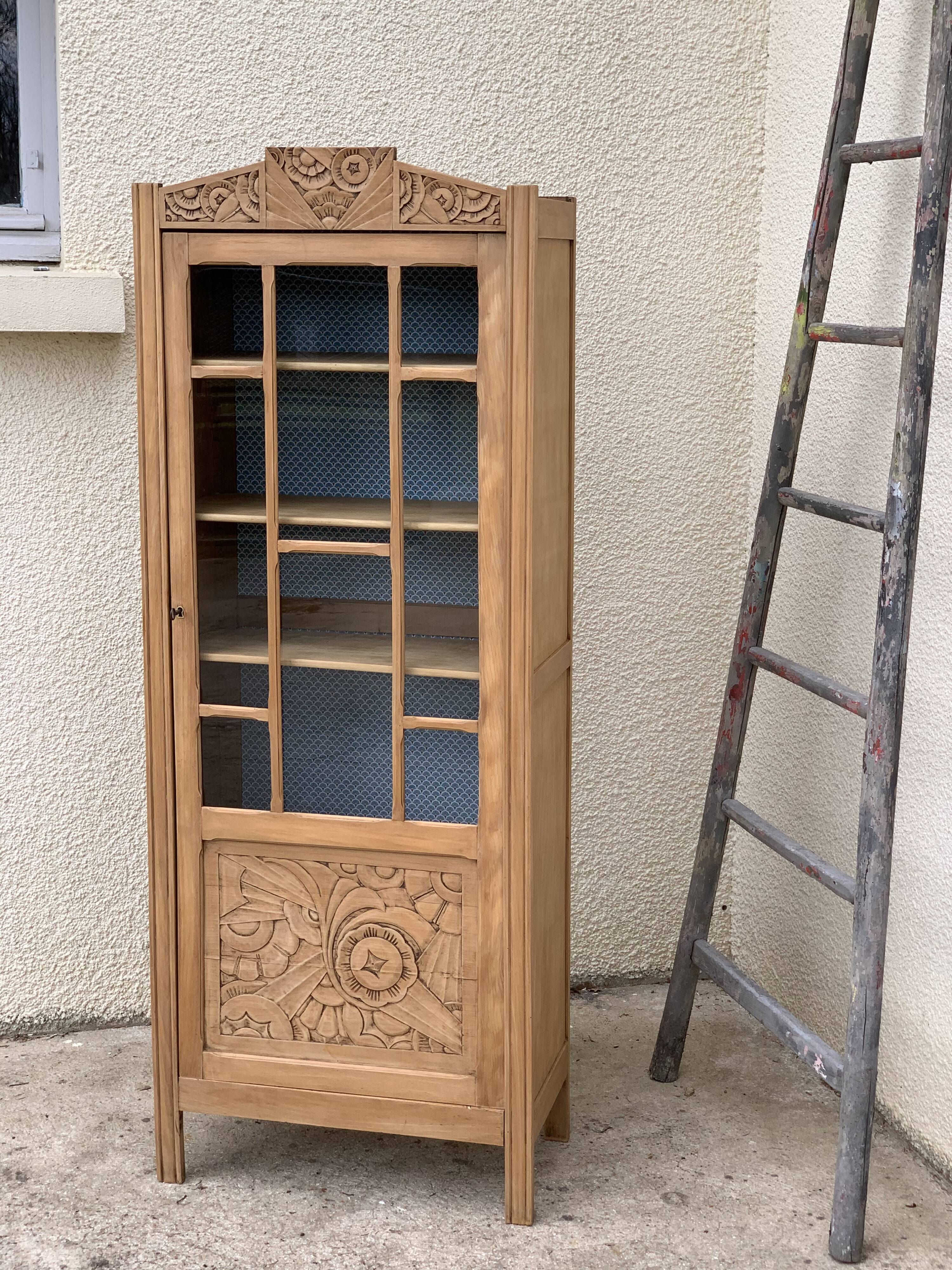 Art deco glass-glazed parisian wardrobe