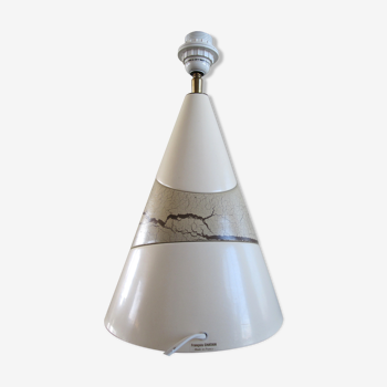 François chatain lampe conique en céramique à motif asymétrique marron et crème 1980