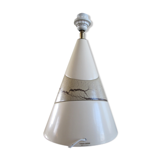 François chatain conical ceramic lamp with asymmetrical pattern brown and cream 1980