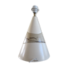 François chatain conical ceramic lamp with asymmetrical pattern brown and cream 1980