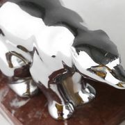 Art Deco Marble and Metal Bear Bookends, France 1930s