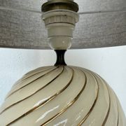 Lampe de table sphérique céramique ivoire et or Barbi