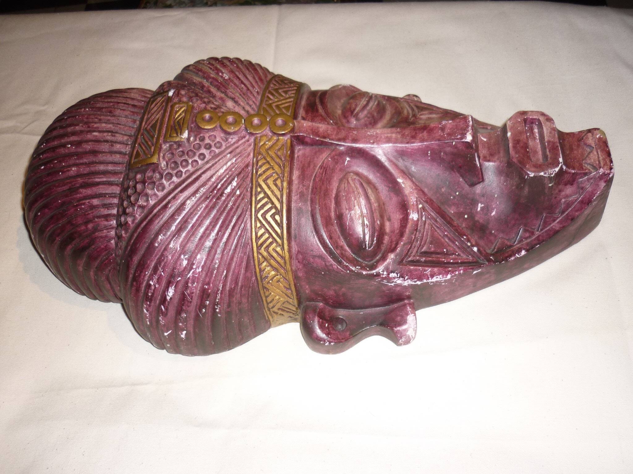 Purple and gold African mask