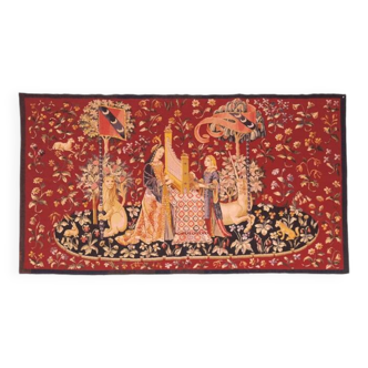 Tapisserie murale tissee main aubusson / l ouie dame a la licorne