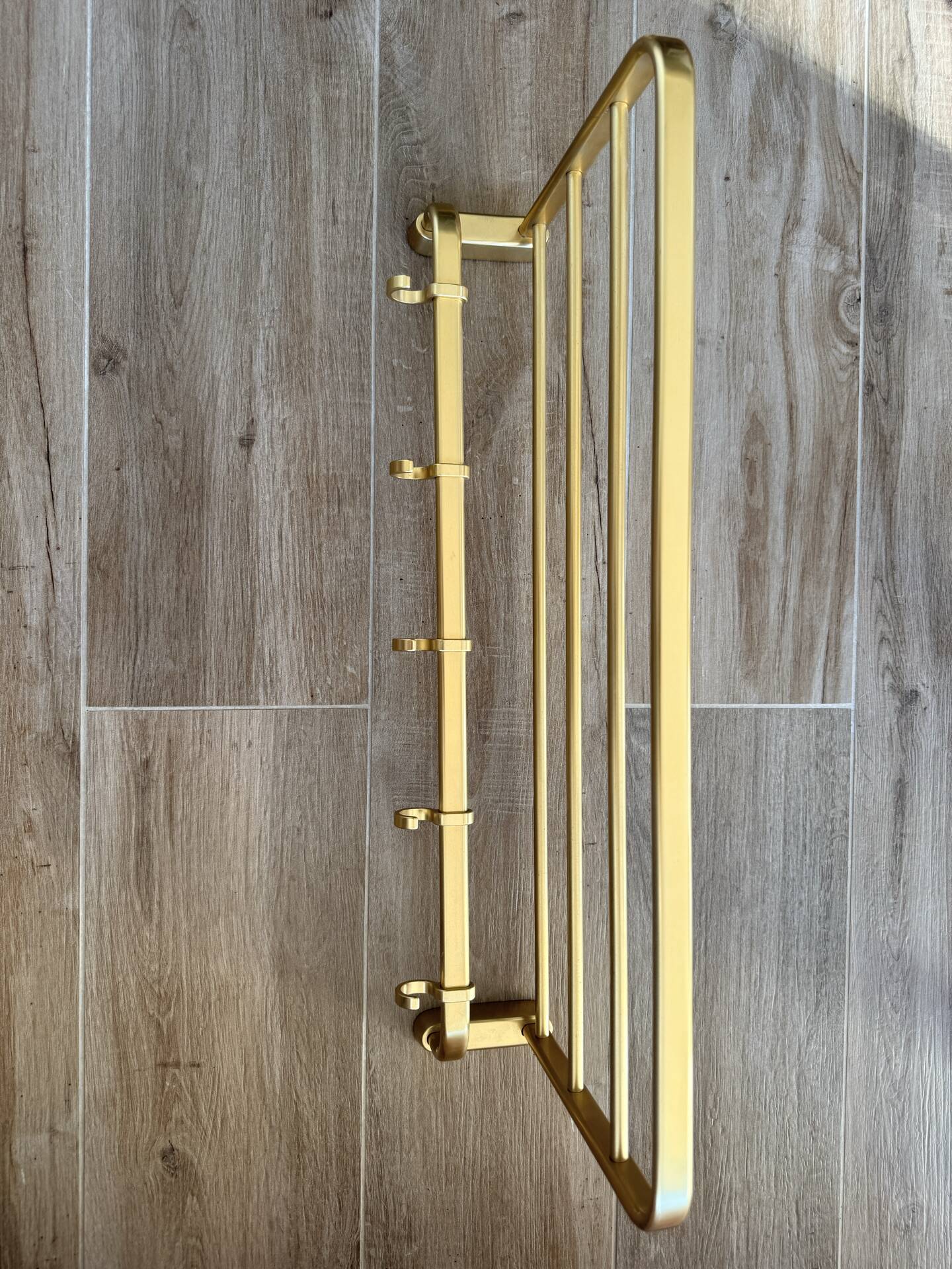 Vintage wall coat rack in gold aluminium – 1960s – 5 hooks