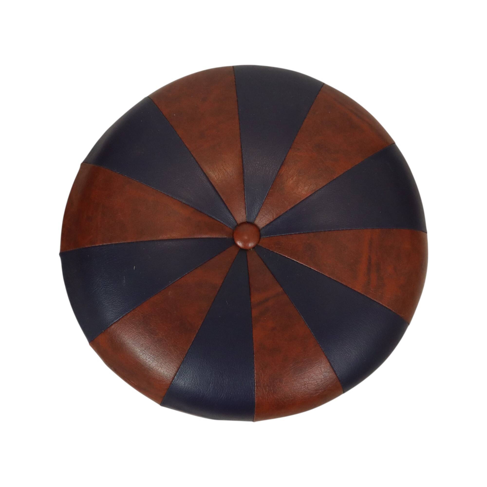Round Vintage Pouf Purple Bordeaux Two-tone Skai Sixties