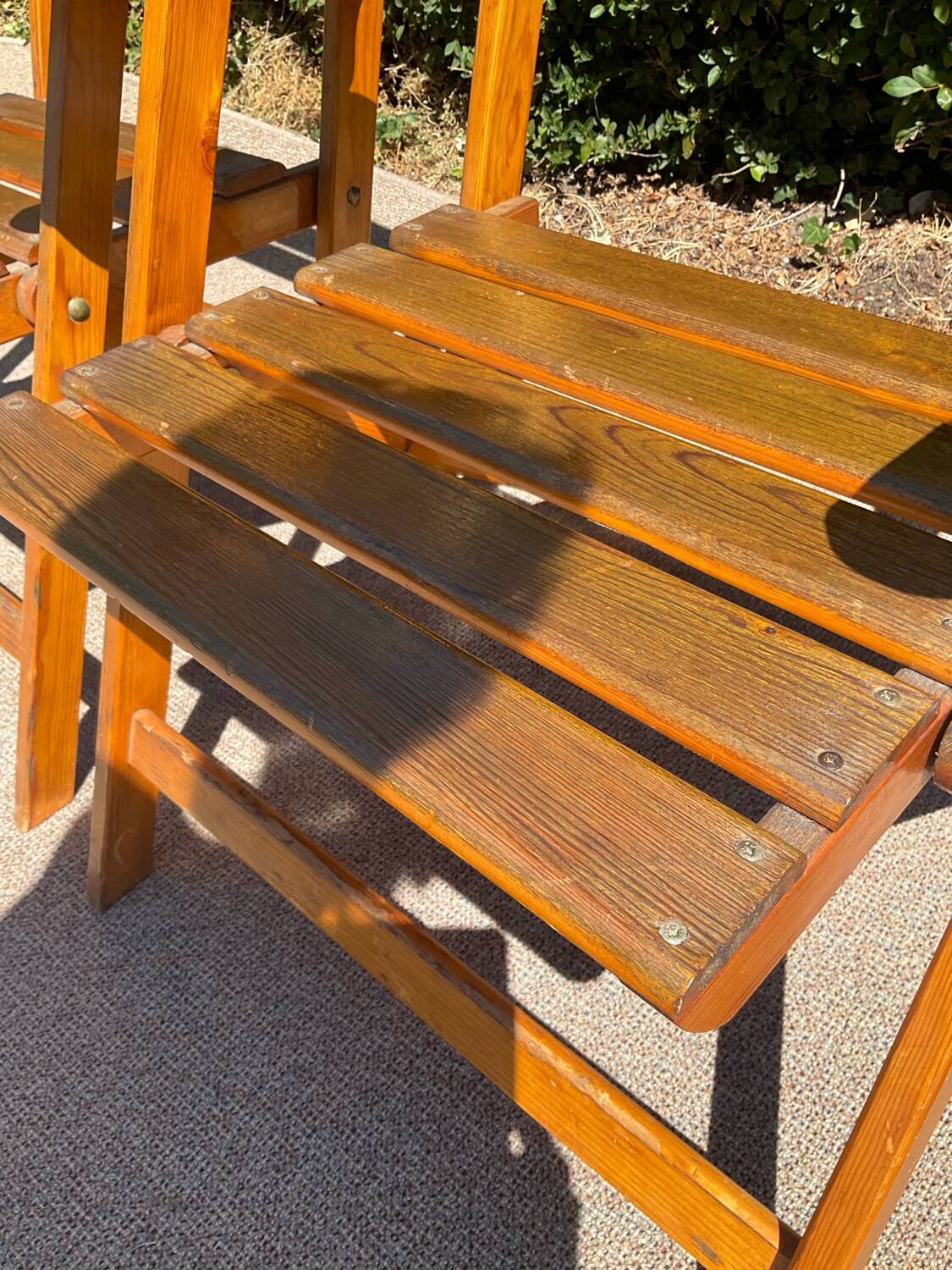 Pair of vintage wooden folding armchairs