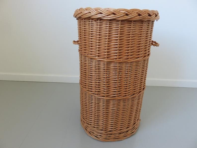 Rattan basket with handles and lid 60/70